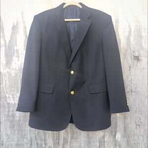David Taylor Wool Blend Dark Navy Gold Button Blazer Men's 46R